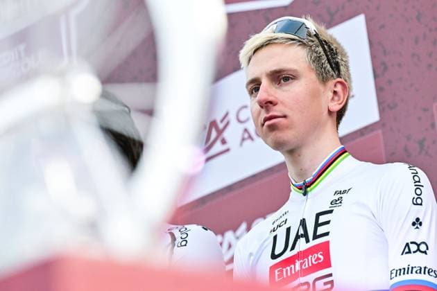 Slovenian Tadej Pogacar of UAE Team Emirates - XRG pictured during the team presentations ahead of the Strade Bianche one day cycling race from and to Siena, Italy, Friday 06 March 2026. DIRKxWAEM  x166665364x