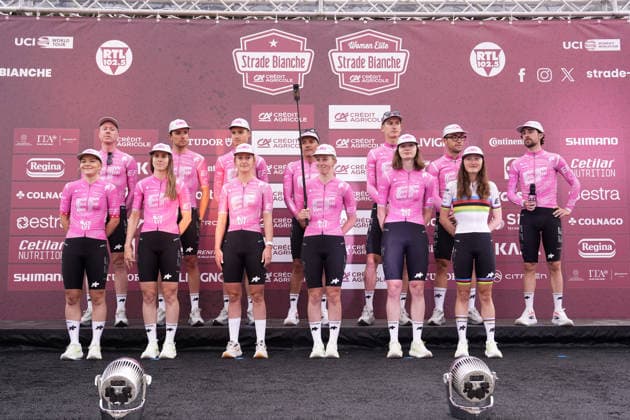 EF EDUCATION - OATLY EF EDUCATION - EASYPOST during the team presentation of the Strade Bianche e Strade Bianche Women cycling race in Siena, Tuscany - Italy - Friday, March 6, 2026. - cycling  Copyright: xFabioxFerrari LaPressex