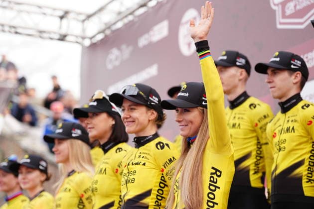 TEAM VISMA LEASE A BIKE TEAM VISMA LEASE A BIK during the team presentation of the Strade Bianche e Strade Bianche Women cycling race in Siena - Tuscany - Italy - Friday, March 6 2026. - cycling  Copyright: xPaolone xLaPressex