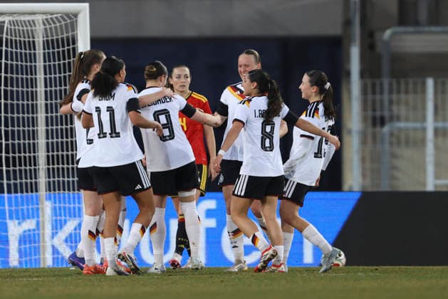 Sophie Weidauer Germany celebrates after scoring his team s first goal with teammates during the match between Germany U23 and Belgium U23, Lohrheidestadion on 06 March 2026 in Bochum, Germany Photo by Oliver Kaelke DeFodi Images Sophie Weidauer Germany celebrates after scoring his team s first goal with teammates during the match between Germany and Belgium at Lohrheidestadion on March 6, 2026 in Bochum, Germany Photo by Oliver Kaelke DeFodi Images DFL regulations prohibit any use of photographs as image sequences and or quasi video Photo by Oliver Kaelke DeFodi Images