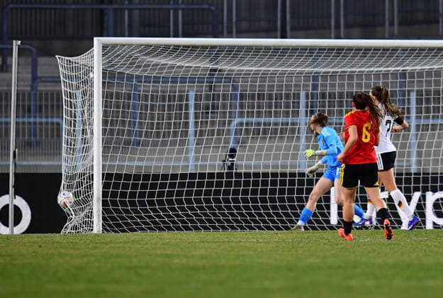 Soccer Women U23 international match Germany Belgium on 06 03 2026 at Lohrheidestadion in Bochum Wattenscheid Sophie Weidauer Germany scores 1 0 DFB regulations prohibit any use of photographs as image sequences and or quasi video Nordrhein Westfalen Germany