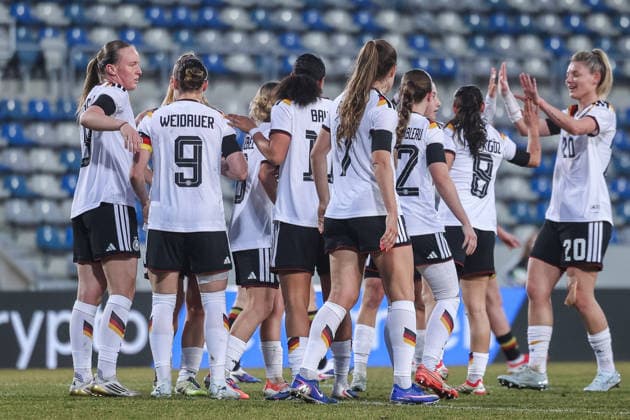 Soccer Women U23 international match Germany Belgium on 06 03 2026 at Lohrheidestadion in Bochum Goal celebration to 1 0 by Sophie Weidauer Germany DFB regulations prohibit any use of photographs as image sequences and or quasi video xJRx