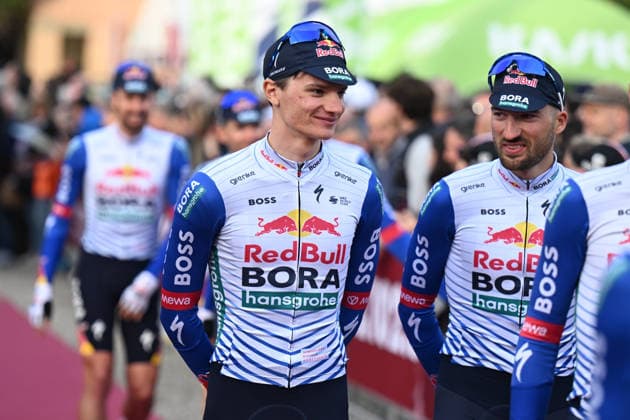 06-03-2026 Presentazione Squadre Strade Bianche 2026; 2026, Red Bull - Bora Hansgrohe; Moscon, Gianni; Pellizzari, Giulio; Siena; 