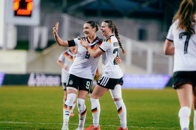 06.03.26, Women, Football, U23 Friendly Match, Germany - Belgium Sophie Weidauer ( 9 - Germany U23) goal celebration for the 1:0 Bochum Lohrheidestadion - Wattenscheid NRW Deutschland