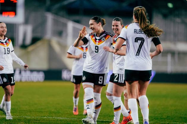 06.03.26, Women, Football, U23 Friendly Match, Germany - Belgium Sophie Weidauer ( 9 - Germany U23) goal celebration for the 1:0 Bochum Lohrheidestadion - Wattenscheid NRW Deutschland
