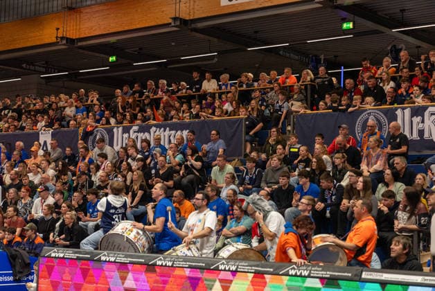 Weissenfels fan block of Syntainics MBC Syntainics MBC vs Skyliners Frankfurt, Basketball, 1 Basketball Bundesliga, 22 Matchday, Season 2025 2026, 06 03 2026 Syntainics MBC vs Skyliners Frankfurt, Basketball, 1 Basketball Bundesliga, 22 Matchday, Season 2025 2026, 06 03 2026 Weissenfels Copyright: xEibner-Pressefoto PiaxSchindlerx EP_PSR