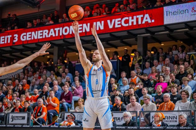 1 Basketball Bundesliga, easyCredit BBL, Season 2025 2026, Men, Main Round, 22 Matchday, 06 03 2026, RASTA Vechta Science City Jena Robin Christen 08 Science City Jena at Jumpshot Vechta RASTA Dome Lower Saxony Germany