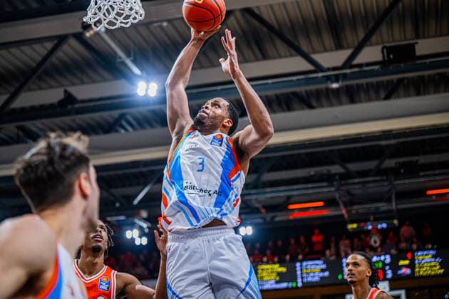 1 Basketball Bundesliga, easyCredit BBL, Season 2025 2026, Men, Main Round, 22 Matchday, 06 03 2026, RASTA Vechta Science City Jena William McNair Jr 03 Science City Jena at the Dunk Vechta RASTA Dome Lower Saxony Germany