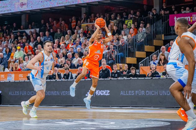 1 Basketball Bundesliga, easyCredit BBL, Season 2025 2026, Men, Main Round, 22 Matchday, 06 03 2026, RASTA Vechta Science City Jena Alonzo Verge 11 RASTA Vechta in action Vechta RASTA Dome Lower Saxony Germany
