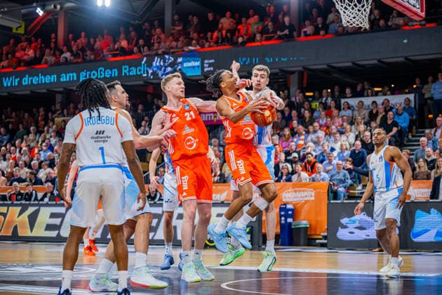 1 Basketball Bundesliga, easyCredit BBL, Season 2025 2026, Men, Main Round, 22 Matchday, 06 03 2026, RASTA Vechta Science City Jena Alonzo Verge 11 RASTA Vechta in action Vechta RASTA Dome Lower Saxony Germany