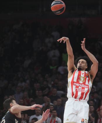 CRVENA ZVEZDA vs BAYERN JORDAN NWORA, basketball player of Crvena zvezda, during Euroleague match against Bayern Munchen, at Belgrade Arena. Belgrade, 06.03.2026. photo: MN Press photo BASKETBALL, EUROLEAGUE, CRVENA ZVEZDA, BAYERN Belgrade Belgrade Arena Serbia Copyright: xMNxPressx