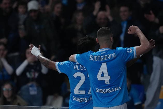 Napoli™s Alisson Santos celebrates after scoring during the Serie A EniLive soccer match between Napoli and Torino at the Diego Armando Maradona stadium, Italy - Naples Friday March 06, 2026 - Soccer ( Photo by Alfredo Falcone LaPresse )  Copyright: xAlfredoxFalcone LaPressex