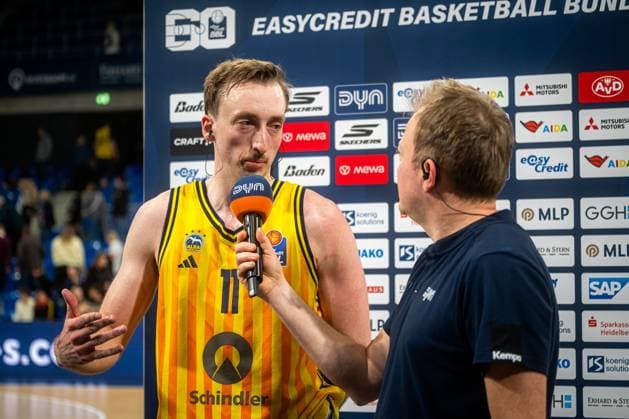 Interview with Moses Wood 11 Alba Berlin on the sidelines in the easyCredit BBL MLP Academics Heidelberg - Alba Berlin 06 03 2026 hall Copyright: xspeedshotx