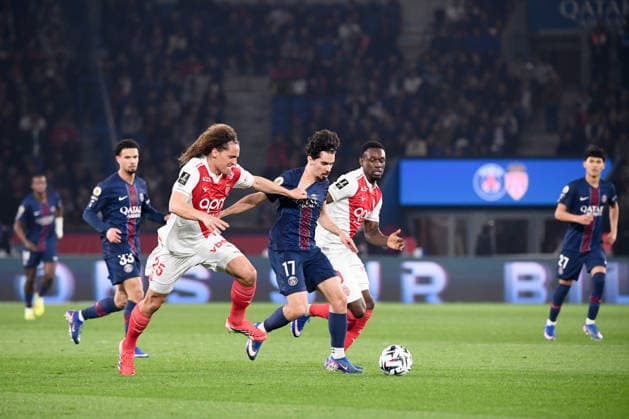 Paris Saint-Germain FC v AS Monaco FC - Ligue 1 McDonald s 2025 2026 25 Wout FAES (asm) - 17 VITINHA (psg) - 09 Folarin BALOGUN (asm) during the Ligue 1 McDonald s match between Paris and Monaco FC at Parc des Princes on March 6, 2026 in Paris, France. Paris France  Copyright: xFEPx 776348316