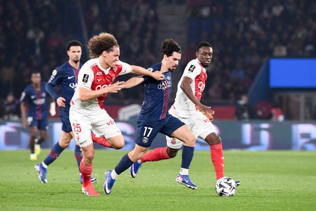 Paris Saint-Germain FC v AS Monaco FC - Ligue 1 McDonald s 2025 2026 25 Wout FAES (asm) - 17 VITINHA (psg) - 09 Folarin BALOGUN (asm) during the Ligue 1 McDonald s match between Paris and Monaco FC at Parc des Princes on March 6, 2026 in Paris, France. Paris France  Copyright: xFEPx 776348316