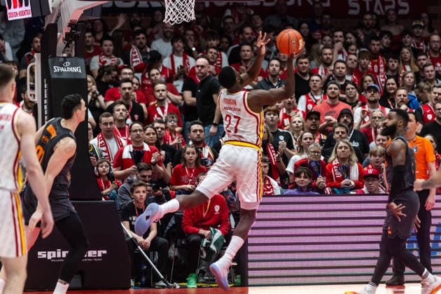 GER, easy Credit Basketball Bundesliga, Fitness First Würzburg Baskets Niners Chemnitz 06 03 2026, tectake ARENA Würzburg, Würzburg, GER, easy Credit Basketball Bundesliga, Fitness First Würzburg Baskets Niners Chemnitz Eddy Edigin Jr Fitness First Würzburg Baskets 27 Foto Alexander Trienitz Würzburg tectake ARENA Würzburg Bayern Deutschland