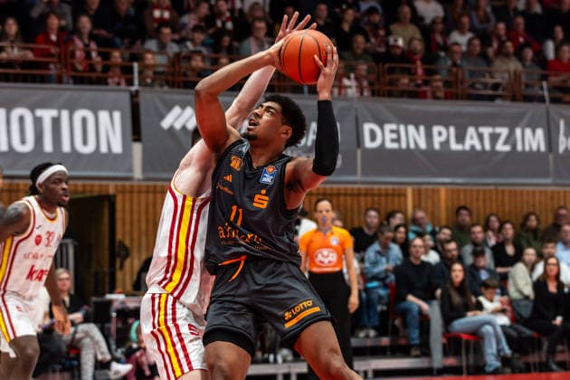 GER, easy Credit Basketball Bundesliga, Fitness First Würzburg Baskets Niners Chemnitz 06 03 2026, tectake ARENA Würzburg, Würzburg, GER, easy Credit Basketball Bundesliga, Fitness First Würzburg Baskets Niners Chemnitz Kostja Mushidi Niners Chemnitz, 11 Photo Alexander Trienitz Würzburg tectake ARENA Würzburg Bayern Germany