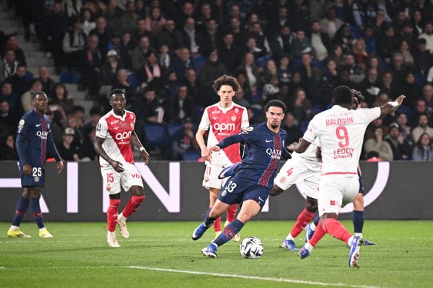 Paris Saint-Germain FC v AS Monaco FC - Ligue 1 McDonald s 2025 2026 15 Lamine CAMARA (asm) - 33 Warren ZAIRE EMERY (psg) 11 Maghnes AKLIOUCHE (asm) during the Ligue 1 McDonald s match between Paris and Monaco FC at Parc des Princes on March 6, 2026 in Paris, France. Paris France  Copyright: xFEPx 776348316
