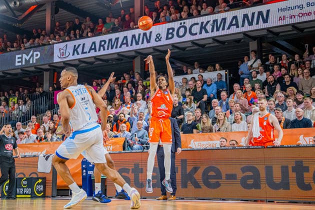 1 Basketball Bundesliga, easyCredit BBL, Season 2025 2026, Men, Main Round, 22 Matchday, 06 03 2026, RASTA Vechta Science City Jena Malik Parsons 3 RASTA Vechta at Jumpshot Vechta RASTA Dome Lower Saxony Germany