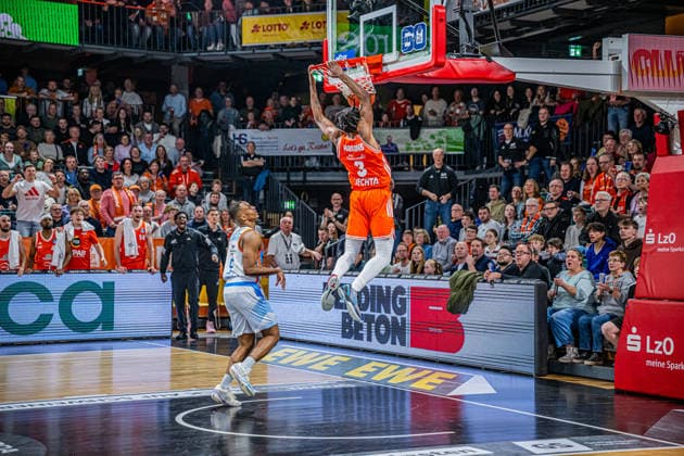 1 Basketball Bundesliga, easyCredit BBL, Season 2025 2026, Men, Main Round, 22 Matchday, 06 03 2026, RASTA Vechta Science City Jena Malik Parsons 3 RASTA Vechta at the Dunk Vechta RASTA Dome Lower Saxony Germany