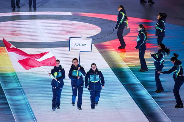 ITALY, VERONA - MARCH 6, 2026: Austria s national team, Nationalteam during the opening ceremony of 2026 Paralympic Winter games, Winterspiele,Spiele, Summer games at the Verona Arena. Mikhail Tereshchenko TASS  89666555