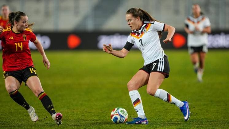 Womens soccer in Essen FOR EDITORIAL PURPOSES ONLY EDITORIAL USE ONLY p Mara Alber Germany vs Sterre Gielen Belgium The international match of the womens U23 against Belgium, ended on 06 03 2026 in the Lohrheidestadion, Bochum Wattenscheid with 4 2 Michael Gohl FUNKE Foto Services p Sport Deutschland Nordrhein Westfalen Bochum Copyright MichaelxGohl Copyright: MichaelxGohl doc84v1r7fab7kgkgvbau4 ,EDITORIAL USE ONLY Copyright: MichaelxGohl