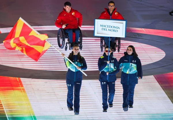 ITALY, VERONA - MARCH 6, 2026: North Macedonia s national team, Nationalteam during the opening ceremony of 2026 Paralympic Winter games, Winterspiele,Spiele, Summer games at the Verona Arena. Mikhail Tereshchenko TASS  89668355