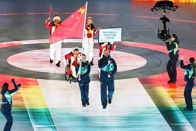 ITALY, VERONA - MARCH 6, 2026: China s national team, Nationalteam during the opening ceremony of 2026 Paralympic Winter games, Winterspiele,Spiele, Summer games at the Verona Arena 2026 Paralympic Winter Games: Opening Ceremony  - ZUMAt113 20260306_zaa_t113_455 Copyright: xMikhailxTereshchenkox