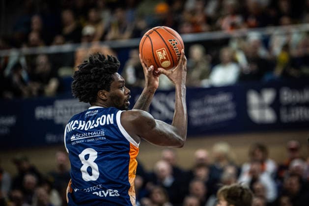 Rostock, Germany 06 March 2026 1 BBL 2025 2026 Rostock Seawolves vs VET CONCEPT Gladiators Trier Pictured Kassim Nicholson Rostock Seawolves Copyright: xFotostandx xVoelkerx