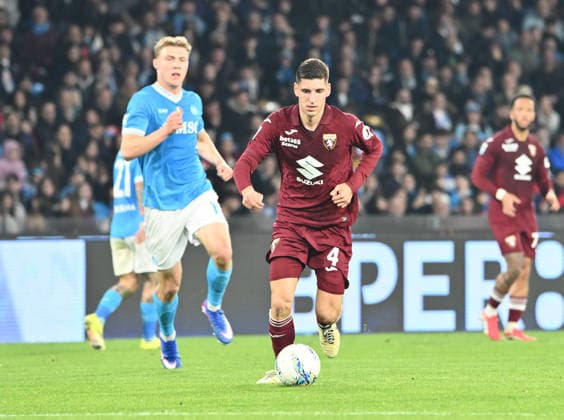 March 6, 2026, Napoli, Campania, ITALIA: Matteo Prati of Torino FC During the 2025 26 Italian Serie A football match between SSC Napoli and FC Torino on March 6, 2026, at the Diego Armando Maradona Stadium in Naples...Pictured: Serie A Football Match - 2025 26 Napoli Vs Torino  - ZUMAs236 20260306_aap_s236_025 Copyright: xFabioxSassox