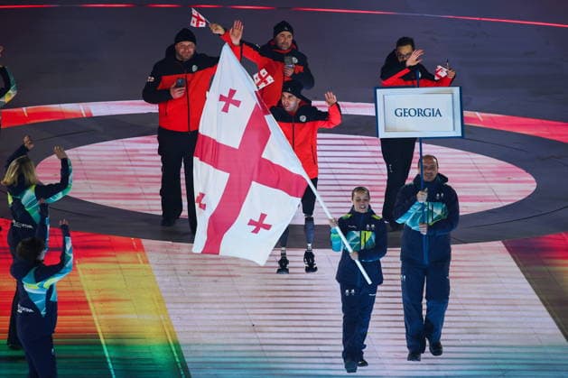 ITALY, VERONA - MARCH 6, 2026: Georgia s national team, Nationalteam during the opening ceremony of 2026 Paralympic Winter games, Winterspiele,Spiele, Summer games at the Verona Arena. Mikhail Tereshchenko TASS  89668010