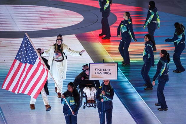 ITALY, VERONA - MARCH 6, 2026: The US national team, Nationalteam during the opening ceremony of 2026 Paralympic Winter games, Winterspiele,Spiele, Summer games at the Verona Arena. Mikhail Tereshchenko TASS  89669108