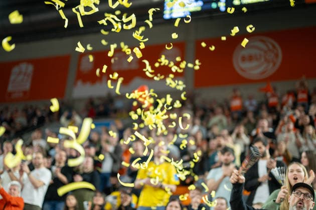 Spectators and fans of Ludwigsburg, Barock Pirates Fanclub MHP RIESEN , Vince D Amico Barock Pirates, MHP RIESEN Fanclub , GER, ratiopharm Ulm vs MHP Riesen Ludwigsburg, Basketball Bundesliga, easycredit BBL, 22 Spieltag, Spielzeit 2025 2026, 06 03 2026, GER, ratiopharm Ulm vs MHP Riesen Ludwigsburg, Basketball Bundesliga, easycredit BBL, 22 Spieltag, Spielzeit 2025 2026, 06 03 2026 Neu Ulm Copyright: xEibner-Pressefoto SaschaxWaltherx EP_EER