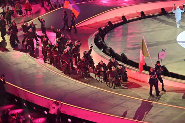 team Italy during Paralympic Winter games, Winterspiele,Spiele, Summer games opening ceremony of Milano-Cortina 2026 on March 6, 2026 at Arema of Verona in Verona, Italy during Paralympic Winter Games - Opening Ceremony, Olympic Winter Games Milano-Cortina 2026 in Verona, Italy, March 06 2026  Copyright: xAlessioxMarini IPAxSportx xipa-agency.netx xx IPA_72477293 IPA_Agency_IPA72477293