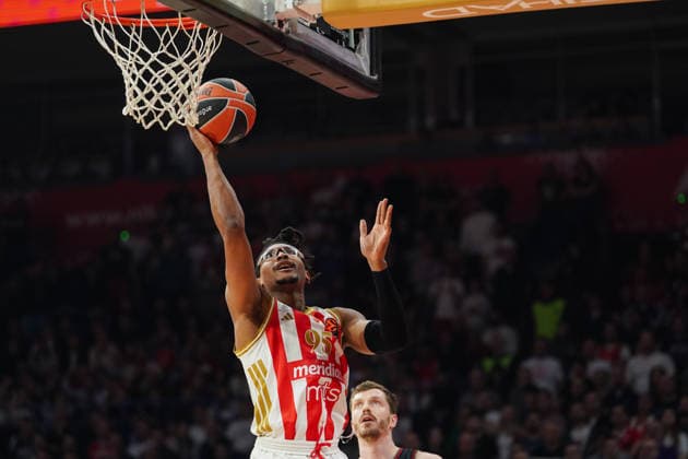 March 6, 2026, Belgrade, Vojvodina province, Serbia: 202636, Belgrade, Serbia - CHIMA MONEKE in action during the Turkish Airlines EuroLeague Regular Season basketball match between Crvena Zvezda Meridianbet and FC Bayern Munich at the Belgrade arena. Basketball 2026: EuroLeague: Crvena Zvezda Meridianbet 80:85 FC Bayern Munich  - ZUMAd223 20260306_zip_d223_001 Copyright: xMarkoxDimicx