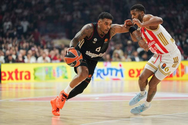 March 6, 2026, Belgrade, Vojvodina province, Serbia: 202636, Belgrade, Serbia - RATHAN-MAYES XAVIER in action during the Turkish Airlines EuroLeague Regular Season basketball match between Crvena Zvezda Meridianbet and FC Bayern Munich at the Belgrade arena. Basketball 2026: EuroLeague: Crvena Zvezda Meridianbet 80:85 FC Bayern Munich  - ZUMAd223 20260306_zip_d223_028 Copyright: xMarkoxDimicx