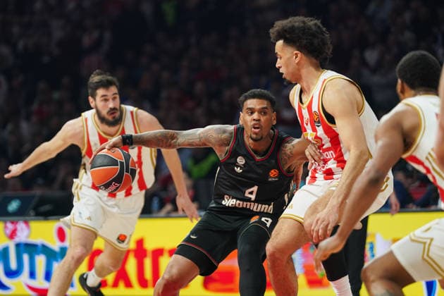 March 6, 2026, Belgrade, Vojvodina province, Serbia: 202636, Belgrade, Serbia - RATHAN-MAYES XAVIER in action during the Turkish Airlines EuroLeague Regular Season basketball match between Crvena Zvezda Meridianbet and FC Bayern Munich at the Belgrade arena. Basketball 2026: EuroLeague: Crvena Zvezda Meridianbet 80:85 FC Bayern Munich  - ZUMAd223 20260306_zip_d223_029 Copyright: xMarkoxDimicx
