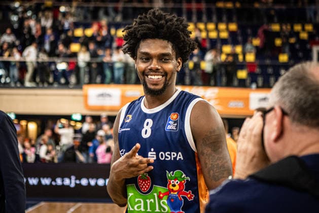 Rostock, Germany 06 March 2026 1 BBL 2025 2026 Rostock Seawolves vs VET CONCEPT Gladiators Trier In the picture Kassim Nicholson Rostock Seawolves cheers after the final whistle Copyright: xFotostandx xVoelkerx