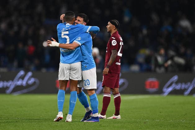 CALCIO - Serie A - SSC Napoli vs Torino FC Eljif Elmas of S.S.C. Napoli celebrates after scoring the goal of 2-0 during the 28th day of the Serie A Championship between S.S.C. Napoli and Torino F.C. at the Diego Armando Maradona Stadium on March 6, 2026 in Naples, Italy. Naples Italy  Copyright: xIPAxSport ABACAx