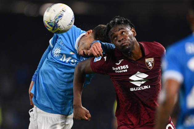 CALCIO - Serie A - SSC Napoli vs Torino FC Mathias Olivera of S.S.C. Napoli and Duvan Zapata of Torino F.C. are in action during the 28th day of the Serie A Championship between S.S.C. Napoli and Torino F.C. at the Diego Armando Maradona Stadium on March 6, 2026 in Naples, Italy. Naples Italy  Copyright: xIPAxSport ABACAx