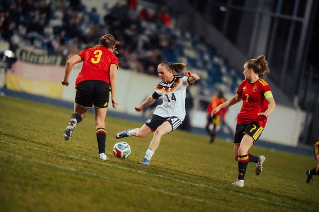 06.03.26, Women, Football, U23 Friendly Match, Germany - Belgium Marie Steiner ( 14 - Germany U23) shot Bochum Lohrheidestadion - Wattenscheid NRW Deutschland