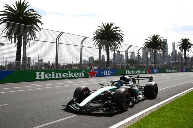 2026 AUSTRALIAN F1 GRAND PRIX, George Russell of Mercedes during a Free Practice Session Three as part of the 2026 Australian Grand Prix at Albert Park Circuit in Melbourne, Saturday, March 7, 2026. ( NO ARCHIVING, EDITORIAL USE ONLY MELBOURNE VICTORIA AUSTRALIA  Copyright: xJOELxCARRETTx 20260307165814270375