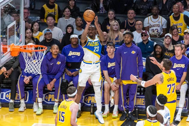 March 6, 2026, Los Angeles, California, USA: Indiana PacersÃ¢â‚¬â ¢ Aaron Nesmith (23) shoots against the Los Angeles Lakers during an NBA, Basketball Herren, USA basketball game at Crypto.com Arena on Friday, March 6, 2026 in Los Angeles. Los Angeles USA - ZUMAc68_ 20260306_zaf_c68_005 Copyright: xRingoxChiux
