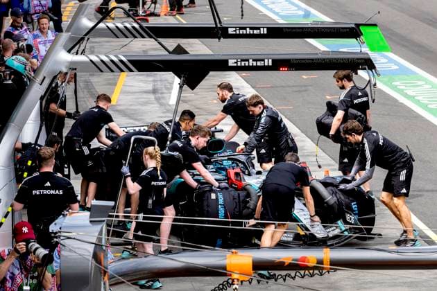 MELBOURNE Formula 1 driver George Russell of Mercedes AMG Petronas Formula One Team during the Formula 1 Melbourne free practice and qualifying session at Albert Park on March 7, 2025 in Melbourne, Australia Photo by DeFodi Images