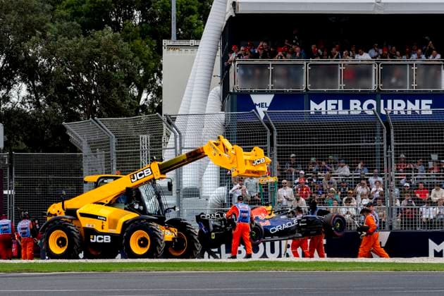 MELBOURNE Formula 1 driver Max Verstappen of Oracle Red Bull Racing crashes his car at Turn 1 during Formula 1 Melbourne free practice and qualifying at Albert Park on March 7, 2025 in Melbourne, Australia Photo by DeFodi Images