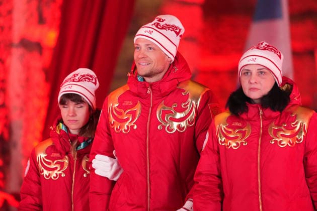 (260307) -- VERONA, March 7, 2026 -- Members of the delegation of Russia parade during the opening ceremony of Milan-Cortina 2026 Paralympic Winter games, Winterspiele,Spiele, Summer games at Verona Olympic Arena in Verona, Italy, March 6, 2026. ) (SP)ITALY-VERONA-PARALYMPIC WINTER GAMES-OPENING CEREMONY LixJing 