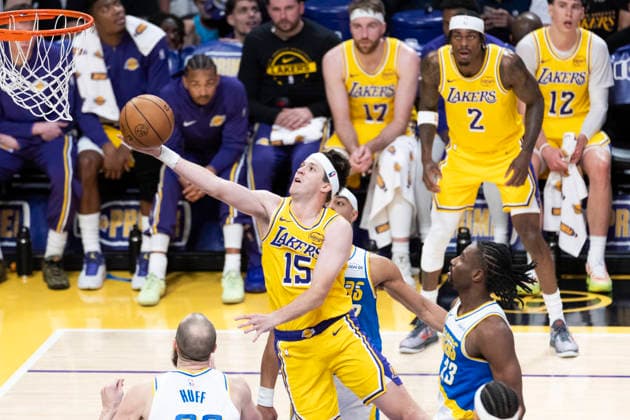 March 6, 2026, Los Angeles, California, USA: Los Angeles LakersÃ¢â‚¬â ¢ Austin Reaves (15) goes to the basket against the Indiana Pacers during an NBA, Basketball Herren, USA basketball game at Crypto.com Arena on Friday, March 6, 2026 in Los Angeles. NBA 2026: Pacers Vs Lakers  - ZUMAc68_ 20260306_zaf_c68_048 Copyright: xRingoxChiux