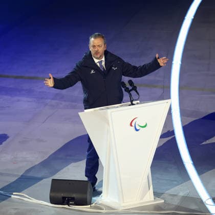 March 6, 2026, Verona, Veneto, Italy: ANDREW PARSONS, President of the International Paralympic Committee IPC, talks during the Opening Ceremony of the Milano Cortina 2026 Winter Paralympic Games in Verona. Verona Italy - ZUMAc179 20260306_zep_c179_001 Copyright: xMickaelxChavetx Verona Italy - ZUMA0849 20260306_zep_c179_001 Copyright: xIMAGO MickaelxChavetx