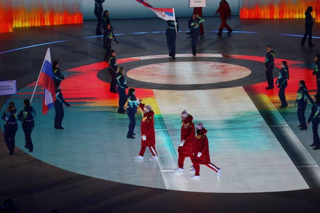 March 6, 2026, Verona, Veneto, Italy: Athletes of Russia of whom flag bearers ANASTASIIA BAGIIAN and ALEKSEI BUGAEV during the Parade of Nations at the Opening Ceremony of the Milano Cortina 2026 Winter Paralympic Games at the Arena di Verona. Verona Italy - ZUMAc179 20260306_zep_c179_081 Copyright: xMickaelxChavetx