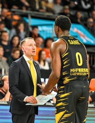 GER, BBL, ratiopharm Ulm vs MHP Riesen Ludwigsburg 06 03 2026, ratiopharm arena, Neu Ulm, GER, BBL, ratiopharm Ulm vs MHP Riesen Ludwigsburg, in the picture Mikko Riipinen Ludwigsburg , Babacar Sane Ludwigsburg, 0 nordphotoxGmbHx xHafner nph00200